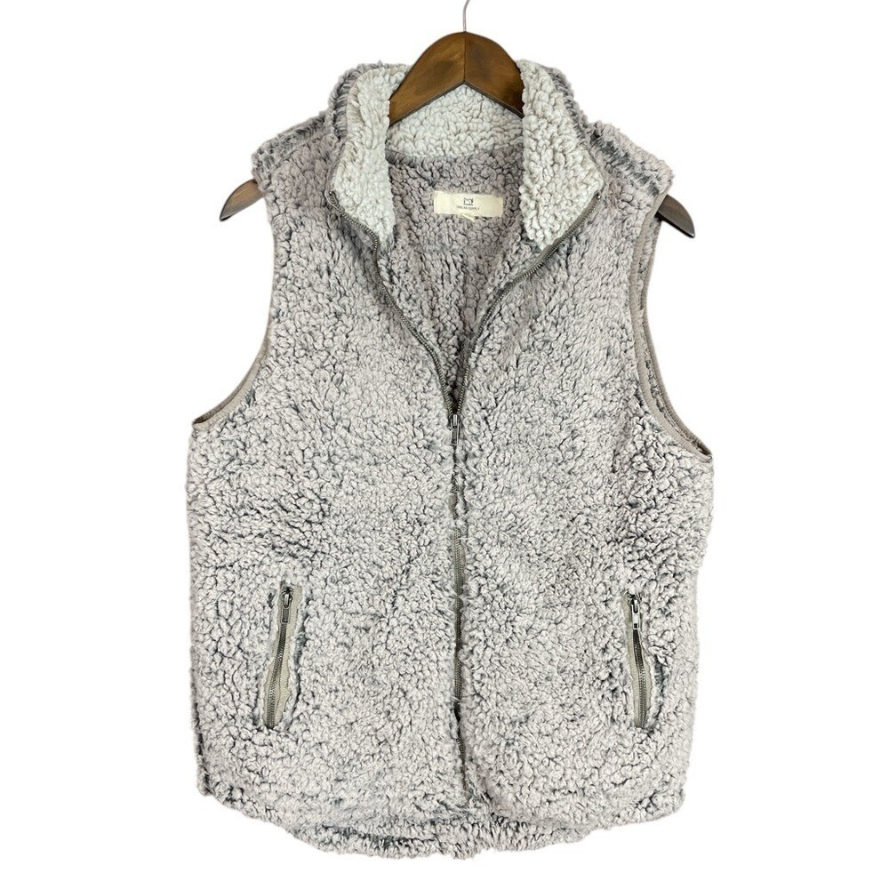 Thread & Supply | Teddy Frosted Icy Gray Sherpa Vest Thick Cozy Warm Layering - Picture 2 of 7